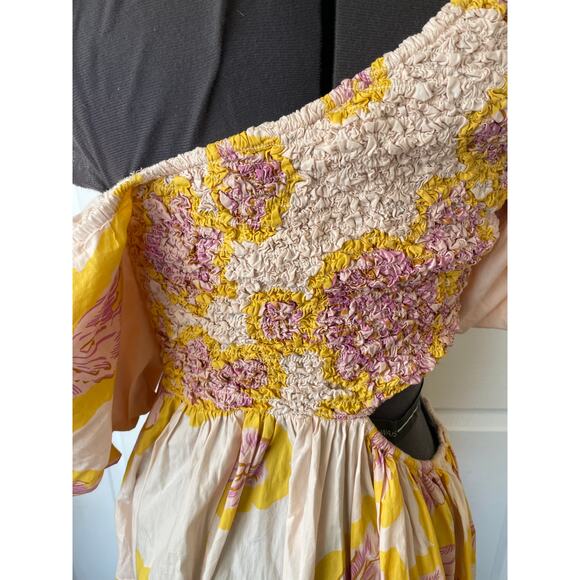 Free People 100% Cotton Kalina Asymmetrical Printed Midi Dress • Size XS - Picture 4 of 6